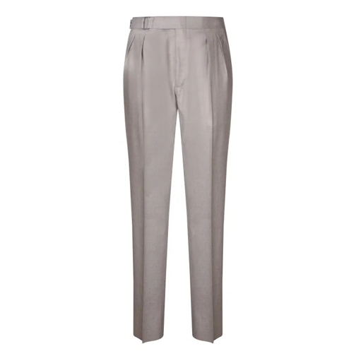 Canali Soft Gray Beige Flannel Pants Grey 