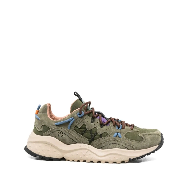 Flower Mountain Lage-top sneaker Layered Gray Sneakers With Olive Green Accents Neutrals
