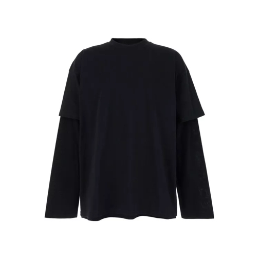 Jil Sander Black Sweater Double-Layers In Techno Fabric Man Black 