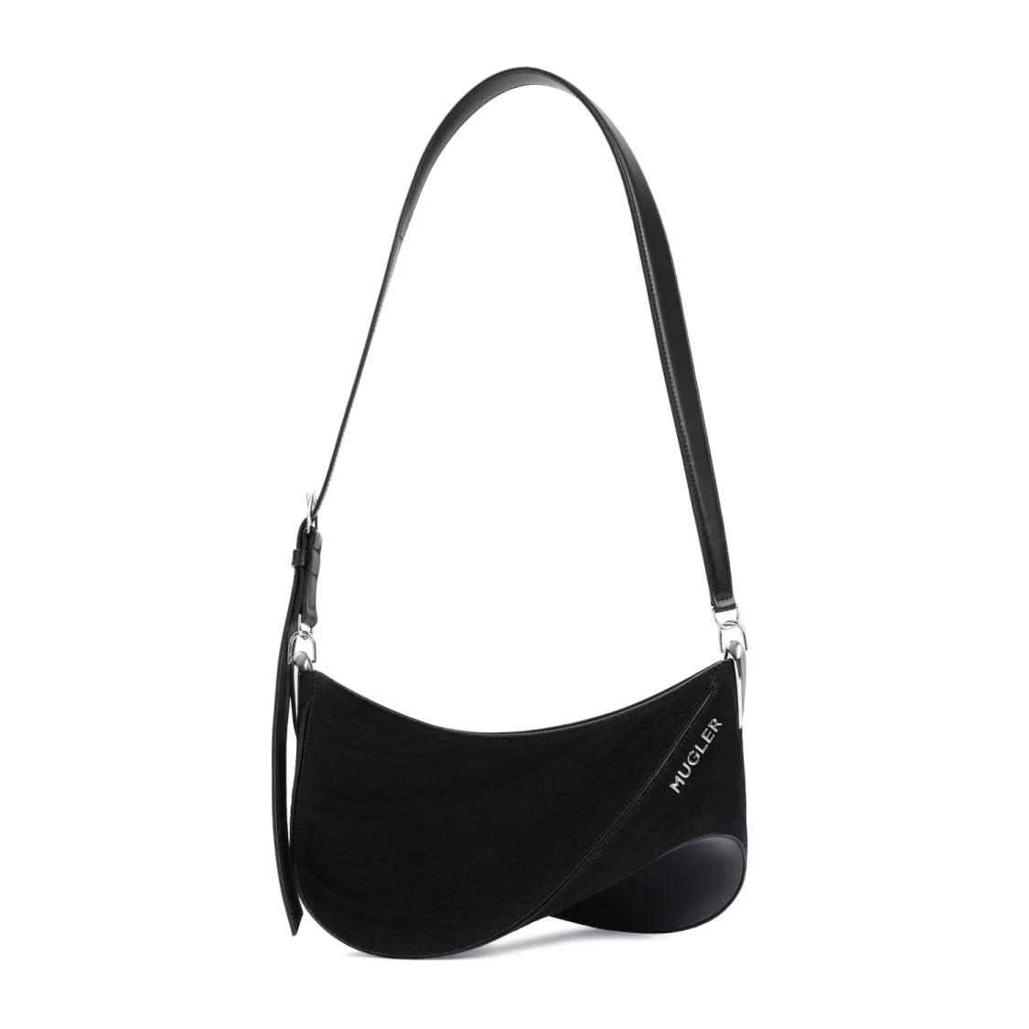 Mugler Shopper - Black Cotton Curve Bag - Gr. unisize - in Schwarz - für Damen