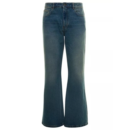 AMI Paris Blue 5-Pocket Flared Jeans In Cotton Denim Blue Utställda jeans