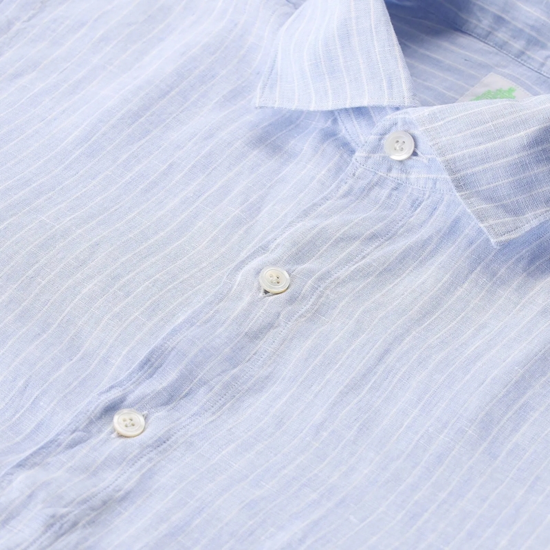 Finamore Hemd Gestreiftes Hemd aus Leinen blau(Image 3)