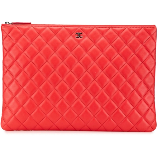 Chanel Pochette 2016-2017 Large Quilted Lambskin O Case Clutch rot (Image 2)