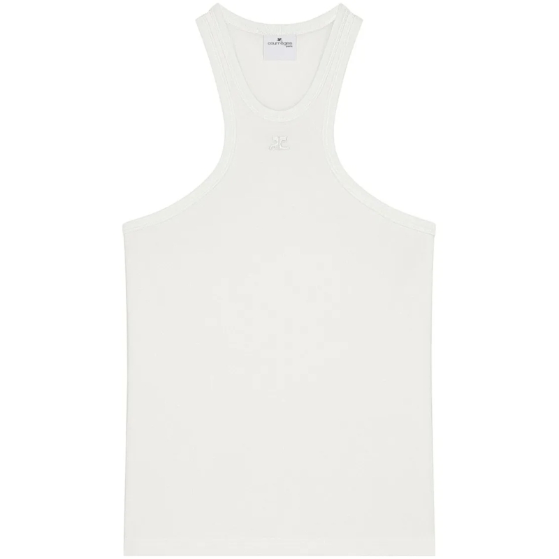 Courrèges T-shirt Scoop Neck Sleeveless Racerback T-Shirt White