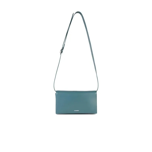 Jil Sander All Day Buckle' Blue Leather Bag Blue Schoudertas