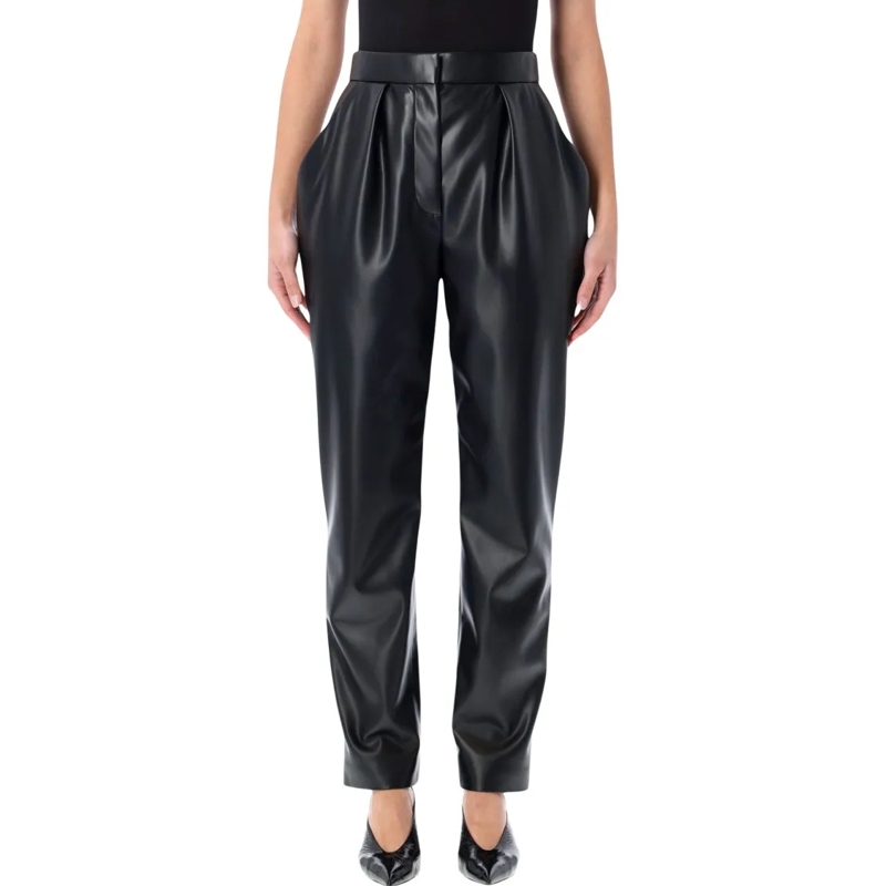 Balmain  High-Waisted Faux Leather Trousers Black