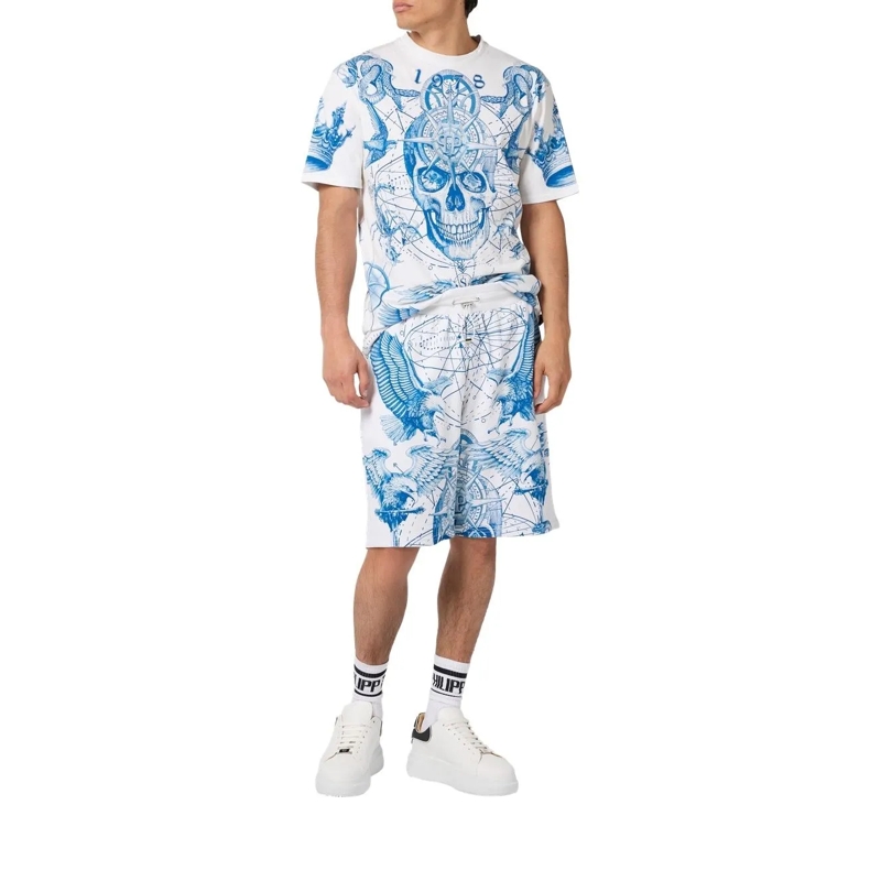 Philipp Plein Shorts Fleece Shorts Tattoo Tattoo weiss