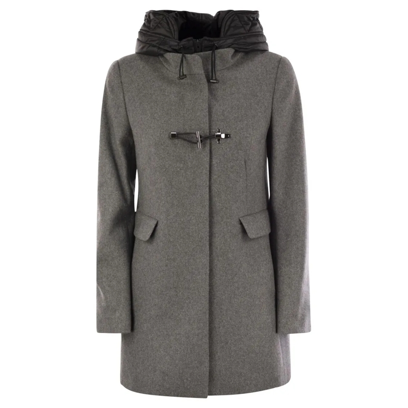 Fay Parka Toggle Coat In Wool Cloth Grey