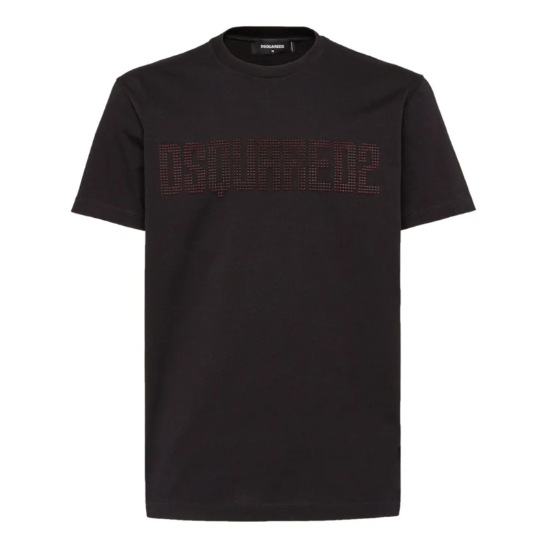 Dsquared2 T-shirt Crystal Embellished Black Cotton Jersey T-Shirt Black