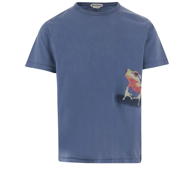 J.W.Anderson T-shirt Playful Frog Print Cotton T-Shirt Blue