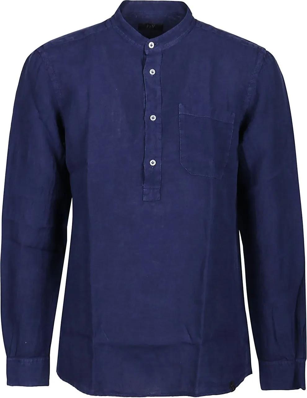 Thumbnail - Fay - Korean Collar Shirt Blue - Größe 40 - blue