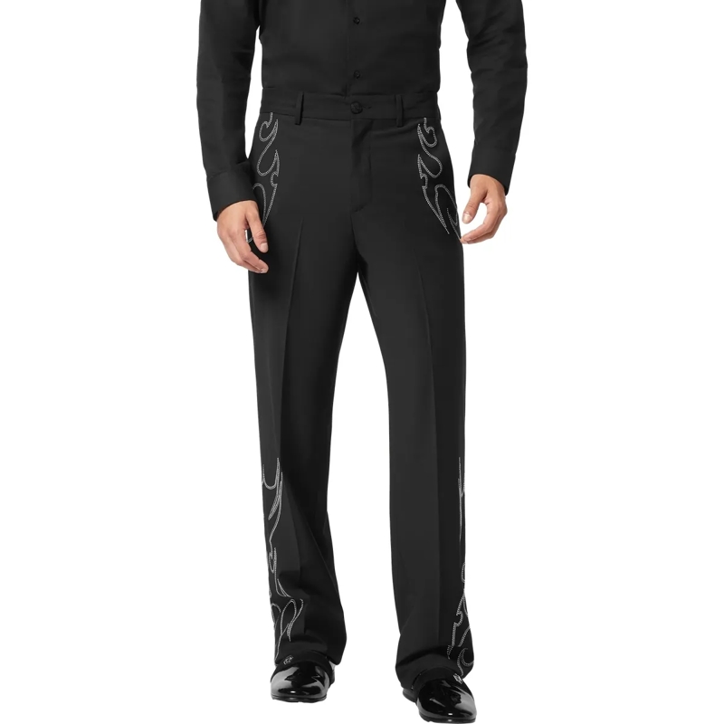 Philipp Plein Hose Wide Leg Trousers Stud-Embellished schwarz(Image 3)