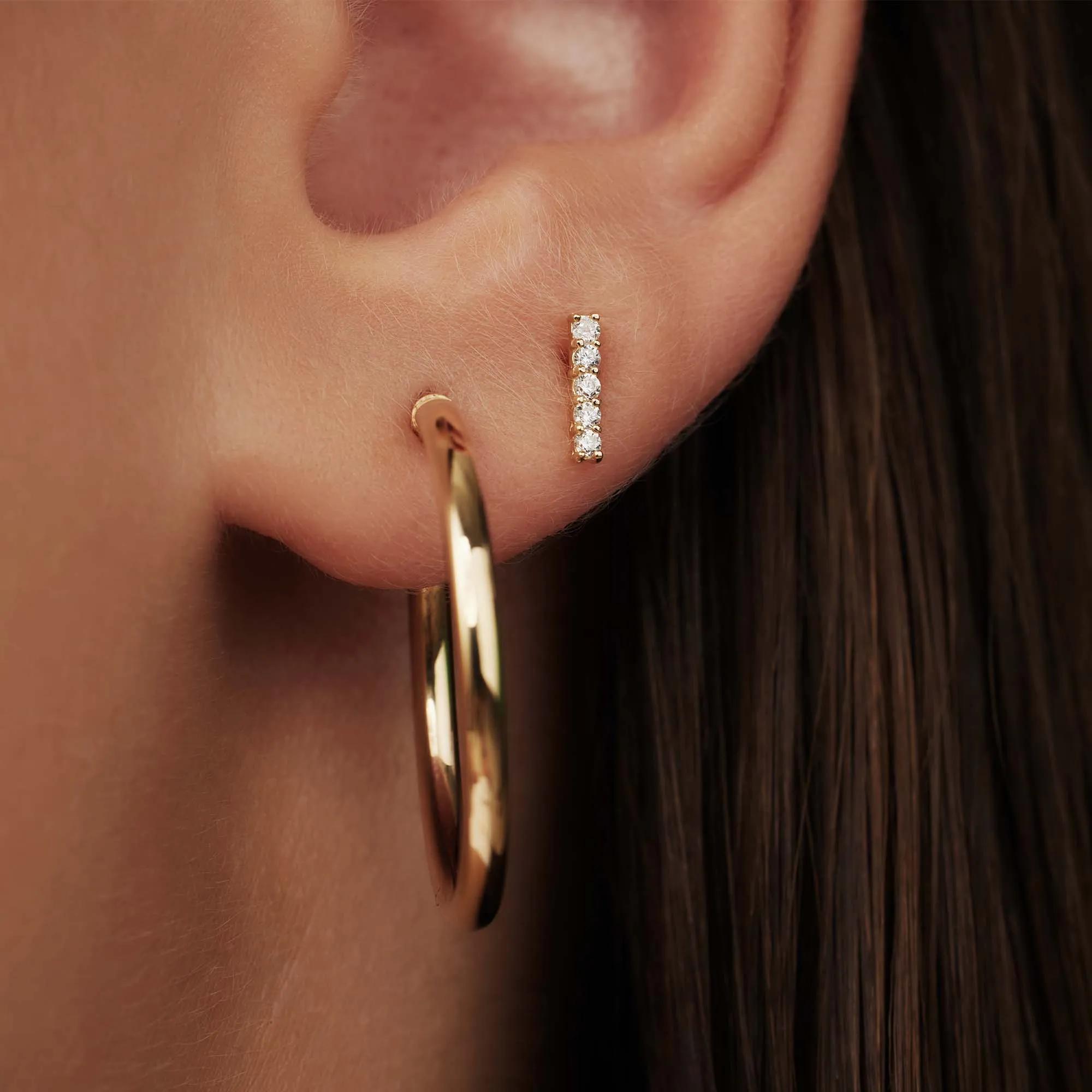 Thumbnail - Isabel Bernard Ohrringe - Rivoli Esmã©E 14 Karat Ear Studs With Zirconia - Gr. unisize - in Gold - für Damen