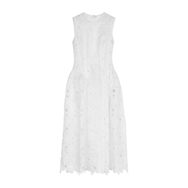 Cecille Bahnsen Midi-jurk Cate Dress Felicia Embroidery White