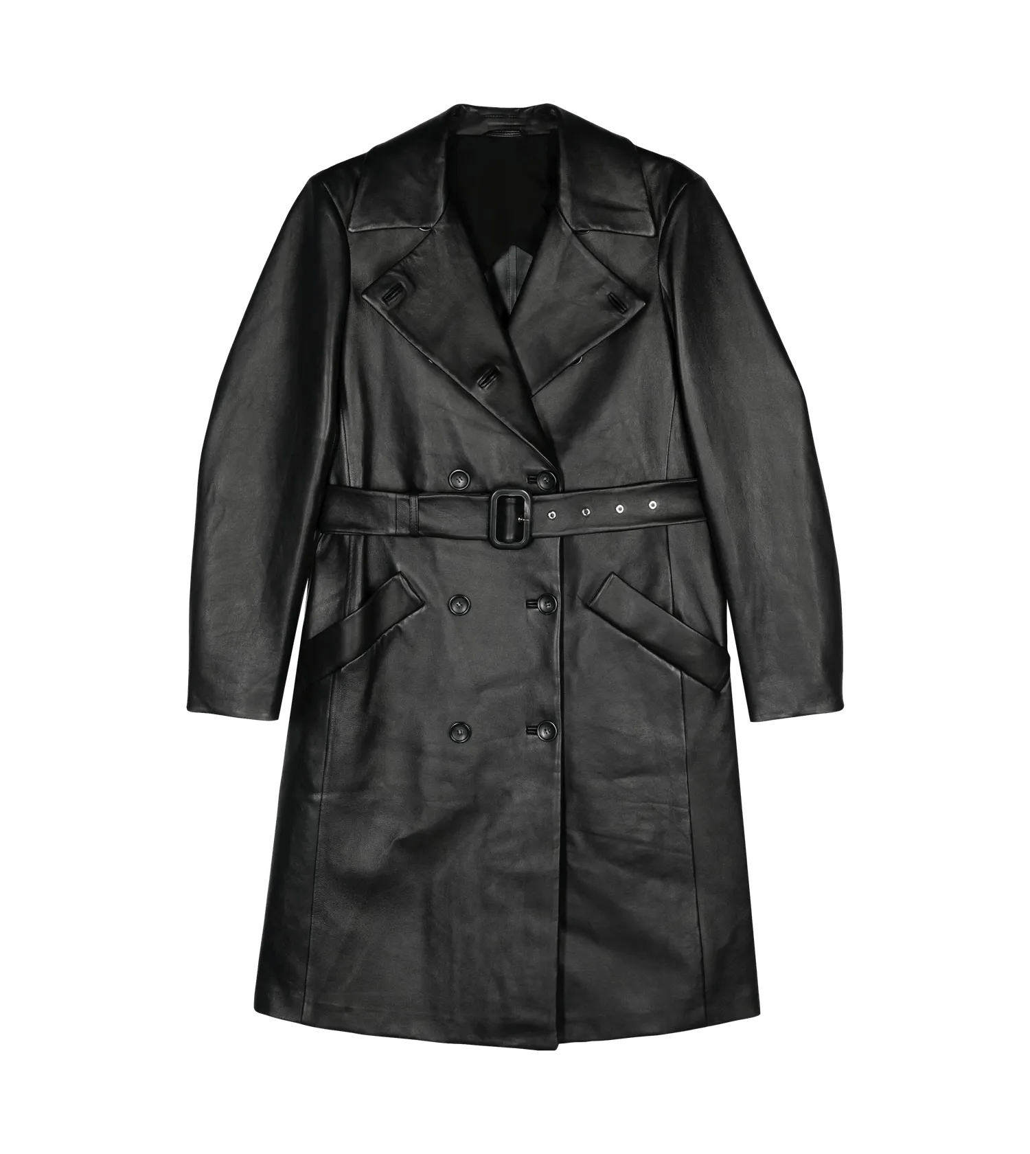 Sportmax - Trenchcoat aus Leder mit Gürtel - Größe 40 - schwarz