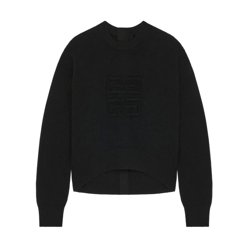 Givenchy Trui Classic Black Sweater With Embossed Logo Black