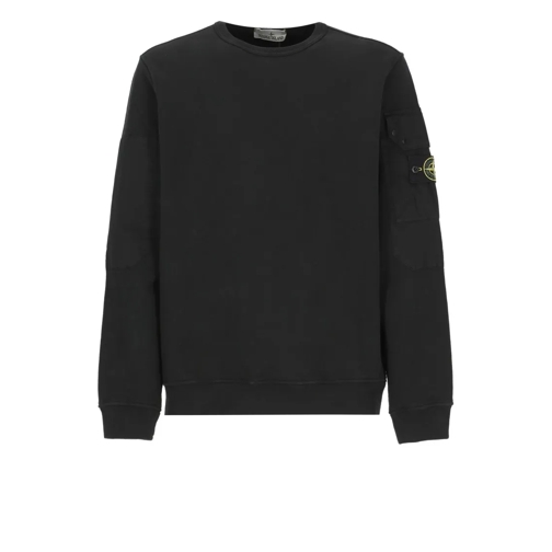 Stone Island Black Cotton Sweatshirt Black Sweatshirts