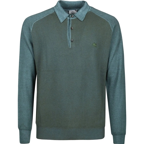 Etro Polo Long Sleeve Polo Shirt Green grün