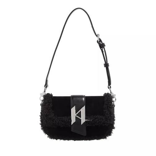 Karl Lagerfeld K/Saddle Sp Sm Shb Suede Shear Black Shoulder Bag