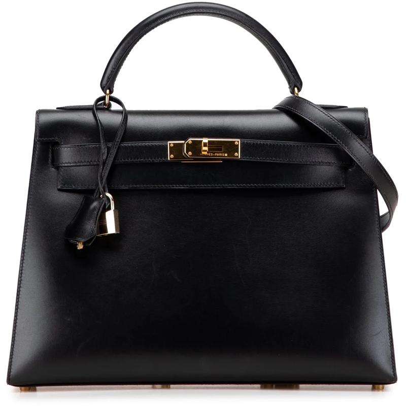 Hermès Schultertasche Box Calf Kelly Sellier 32 schwarz