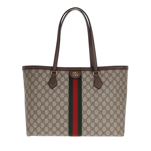 Gucci Medium Ophidia GG Shopping Bag Leather Beige Ebony Shoppingväska