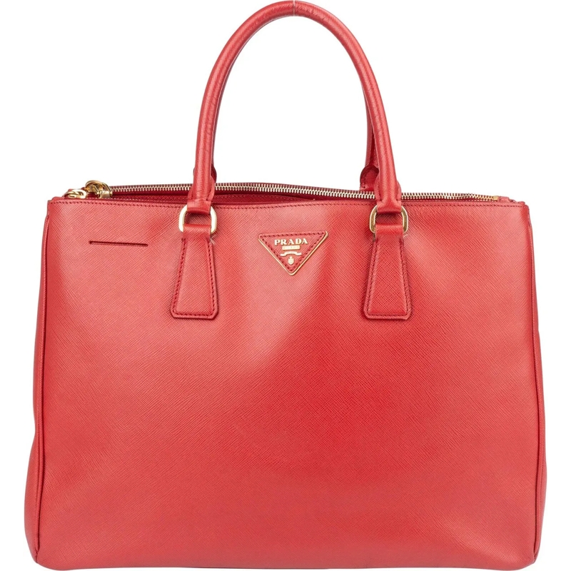 Prada Sac à bandoulière Prada Red Saffiano Leather Galleria Handbag rot