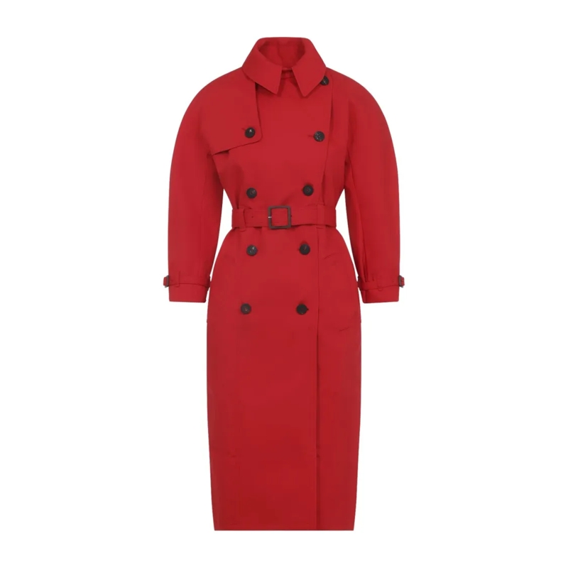 Jacquemus Bontjassen Belted Trench Coat With Structured Collar Red