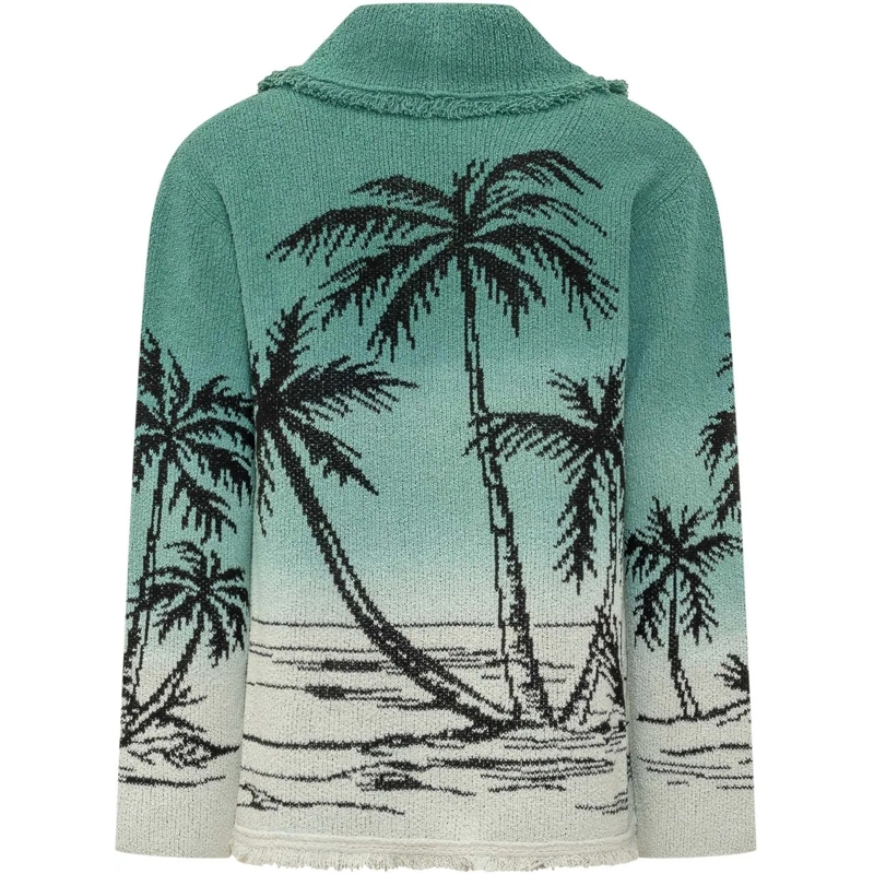 Alanui Pullover Cardigan in Maglia con Motivo Palme grün(Image 2)