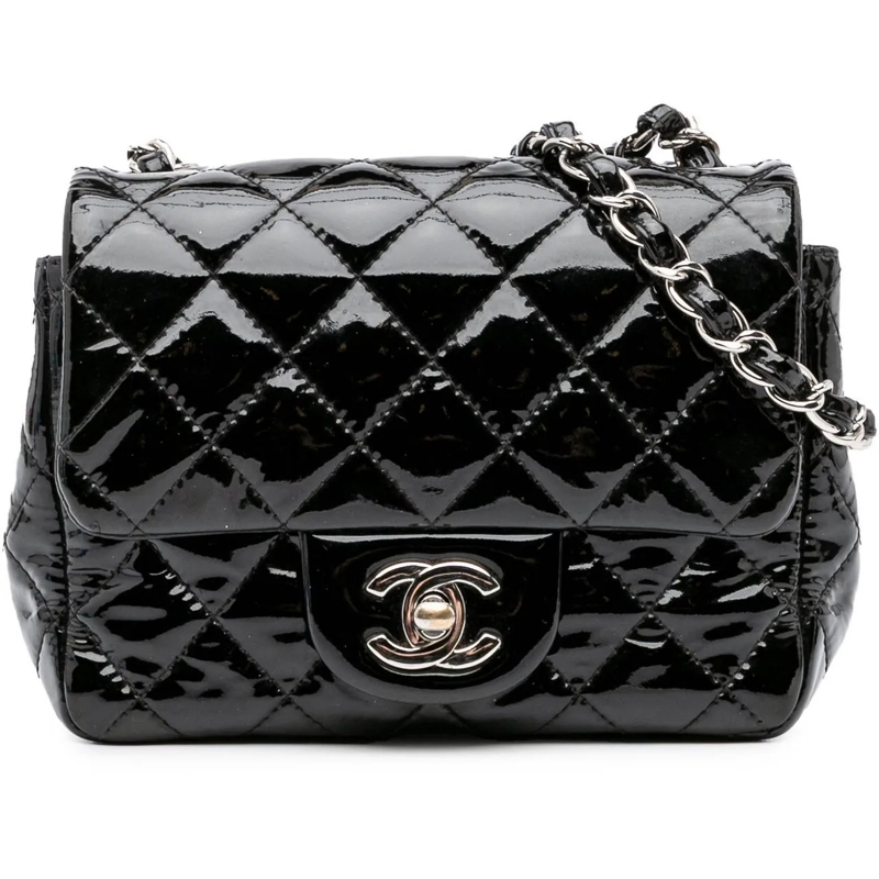 Chanel Sac à bandoulière Mini Square Classic Patent Single Flap schwarz