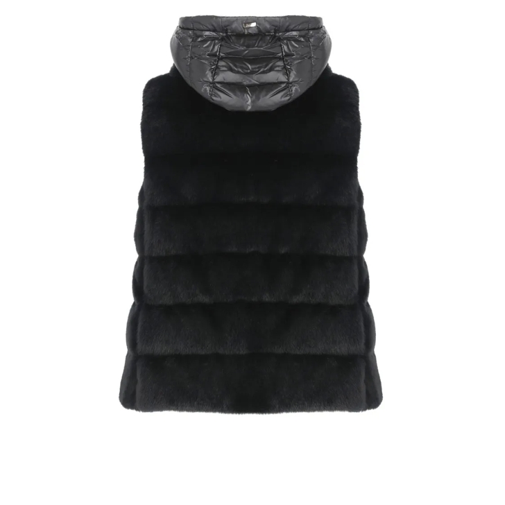 Herno Vest With Faux Fur Black Veste en shearling