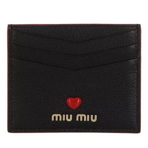 Miu Miu Madras Love Card Holder Leather Black Kartenhalter