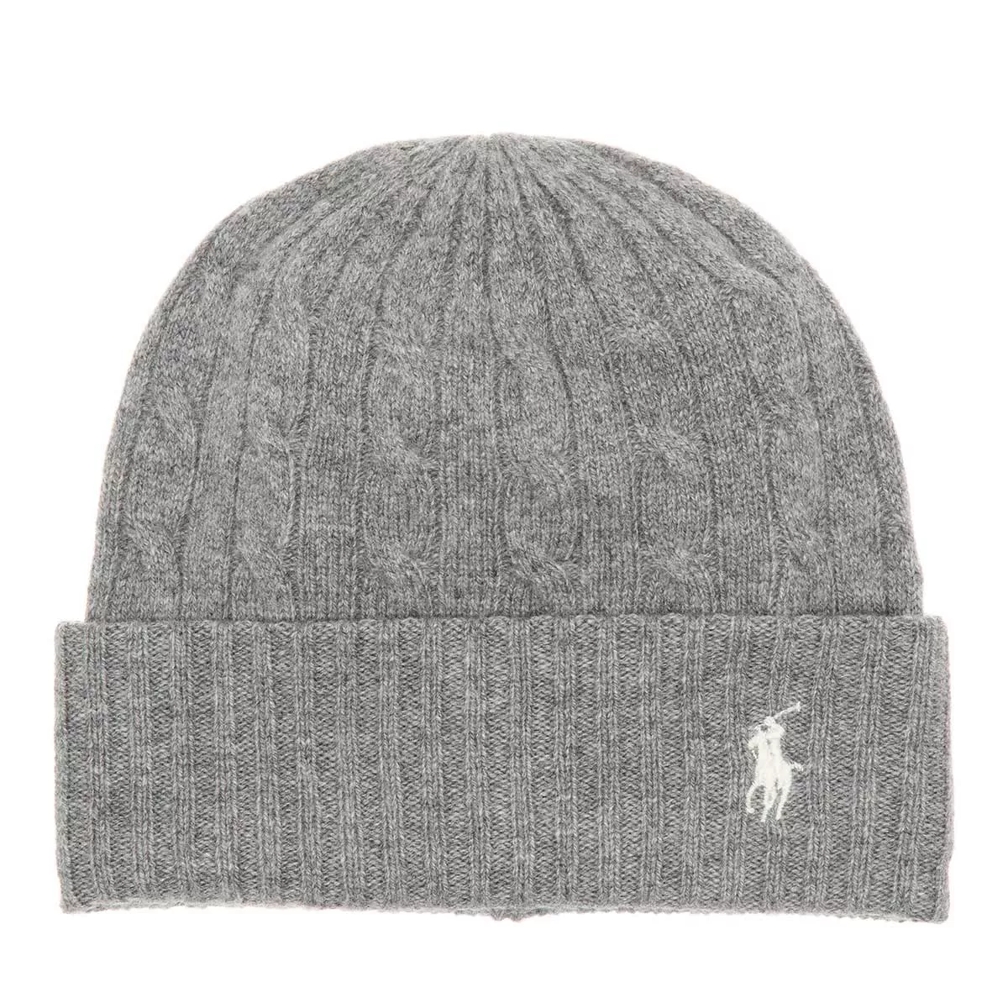 Polo Ralph Lauren Cable Hat Cold Weather Fawn Grey Wool Hat