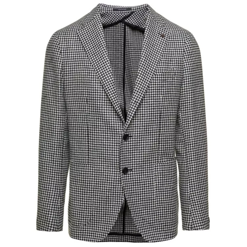 Tagliatore Black And White Single-Breasrted Jacket With Pied- Black 