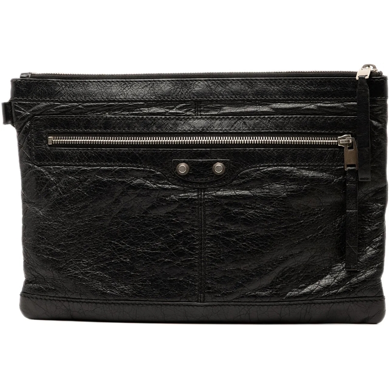 Balenciaga Clutch Lambskin Motocross Classic Clip M Clutch schwarz