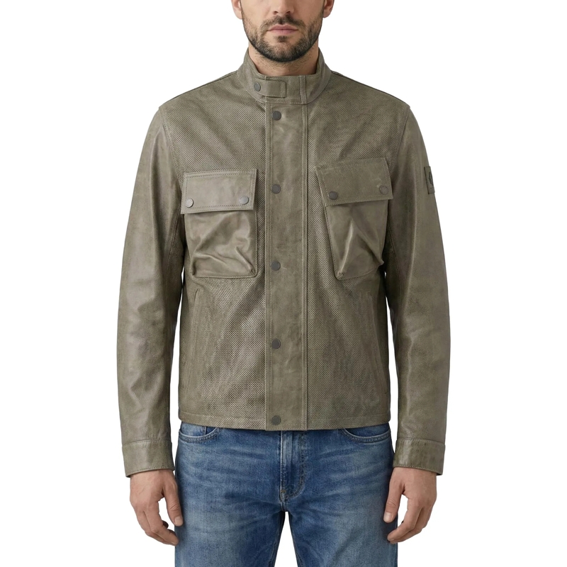 Belstaff Veste de transition Jacke aus Leder grau(Image 2)