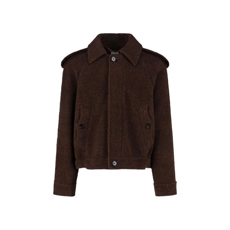 Burberry  Cropped Structured Brown Foxhill Jacket Black