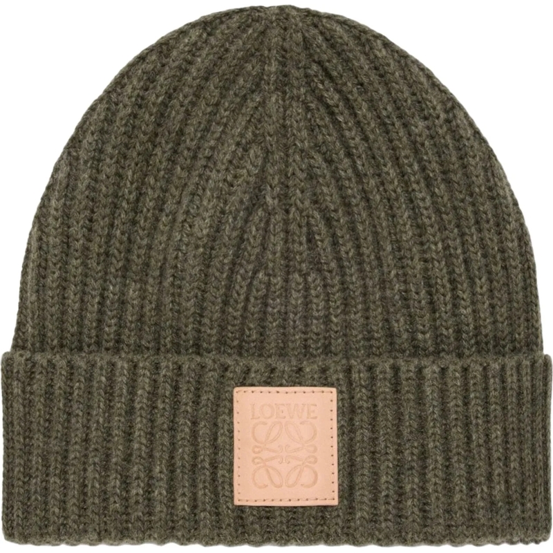 Loewe  LOGO BEANIE DARK KHAKI grün