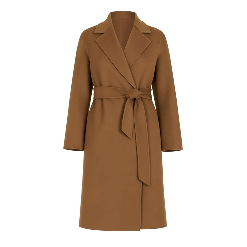 Max Mara Overgangsmantel Beige Midi Wrap Coat Brown