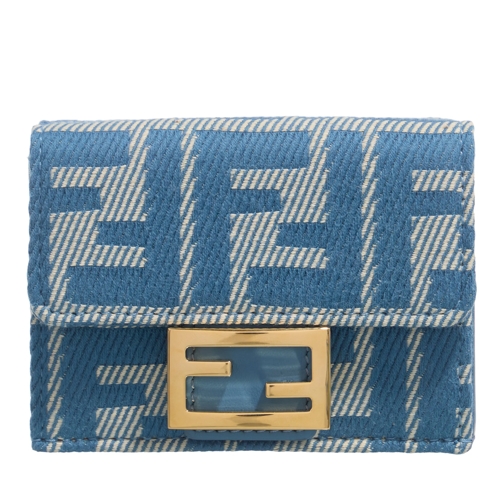 Fendi Tri-Fold Portemonnaie Trifold Wallet Baguette Blue