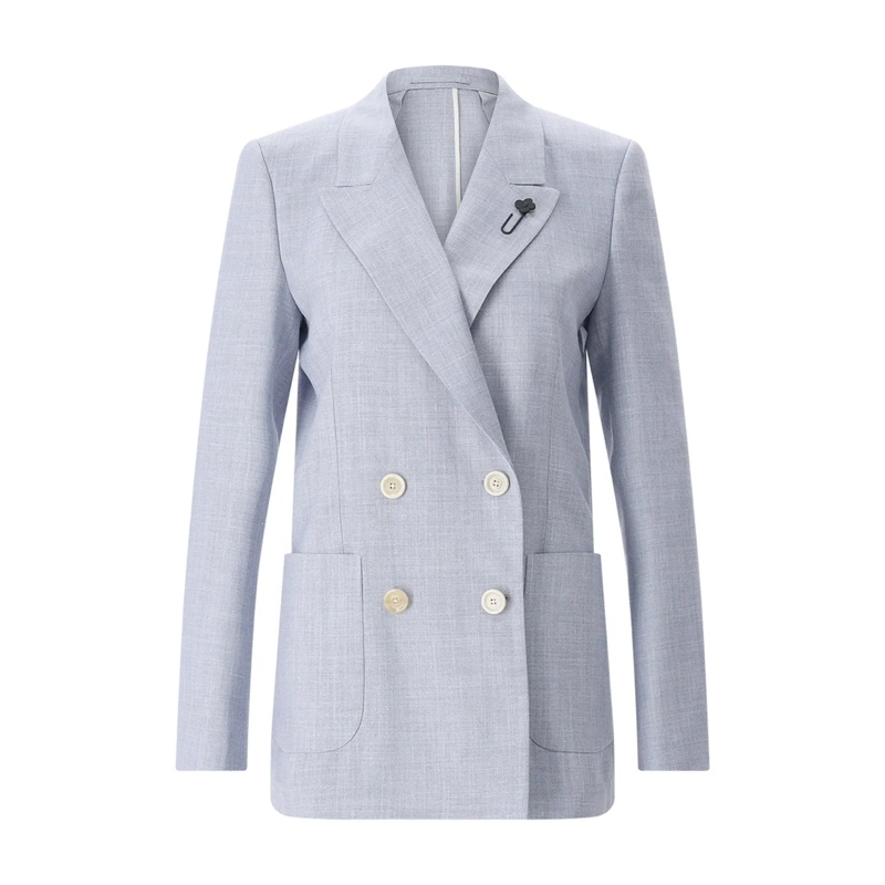 Lardini Blazer Blazer aus Wolle, Seide & Leinen blau