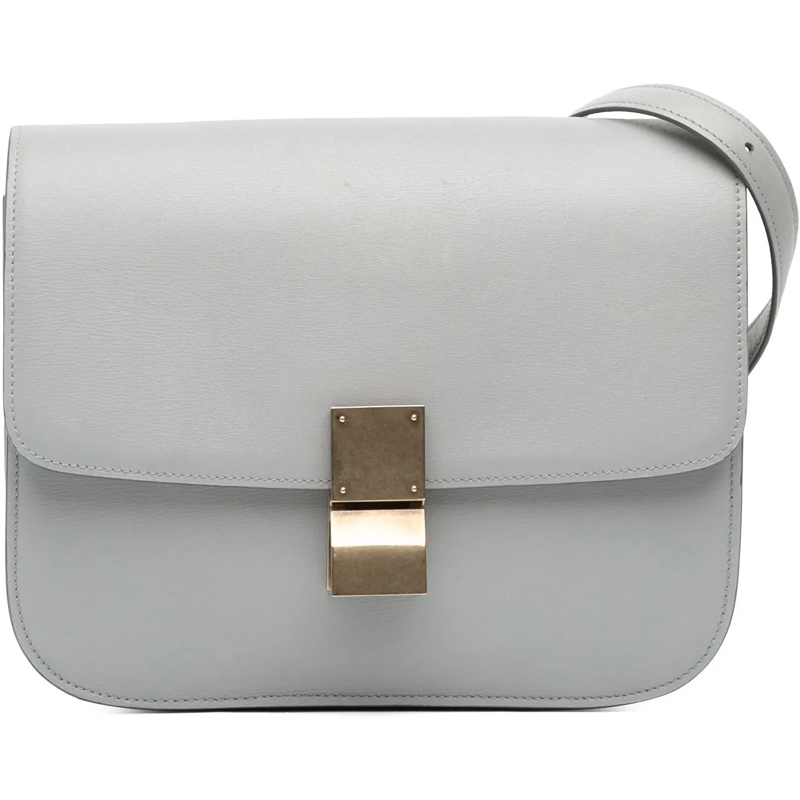 Celine Schultertasche Medium Calfskin Classic Box grau
