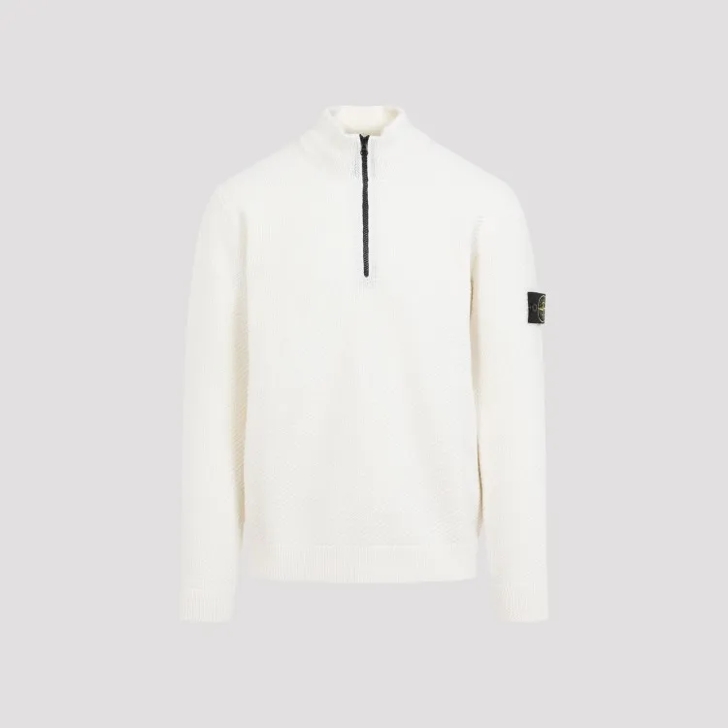 Stone Island Rws White Virgin Wool Pullover White