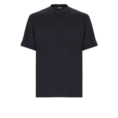 Zegna Dark Blue Zegna Silk And Cotton Tshirt Blue 