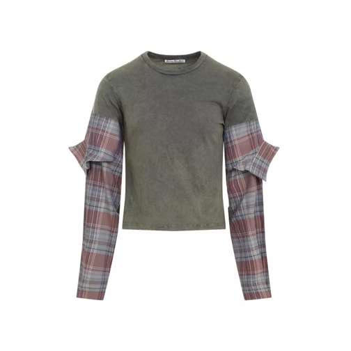 Acne Studios Constructed Flannel Sleeves T-Shirt Green 