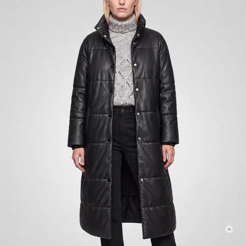 Marc Aurel Steppmantel Faux Leather Puffermantel schwarz(Image 3)