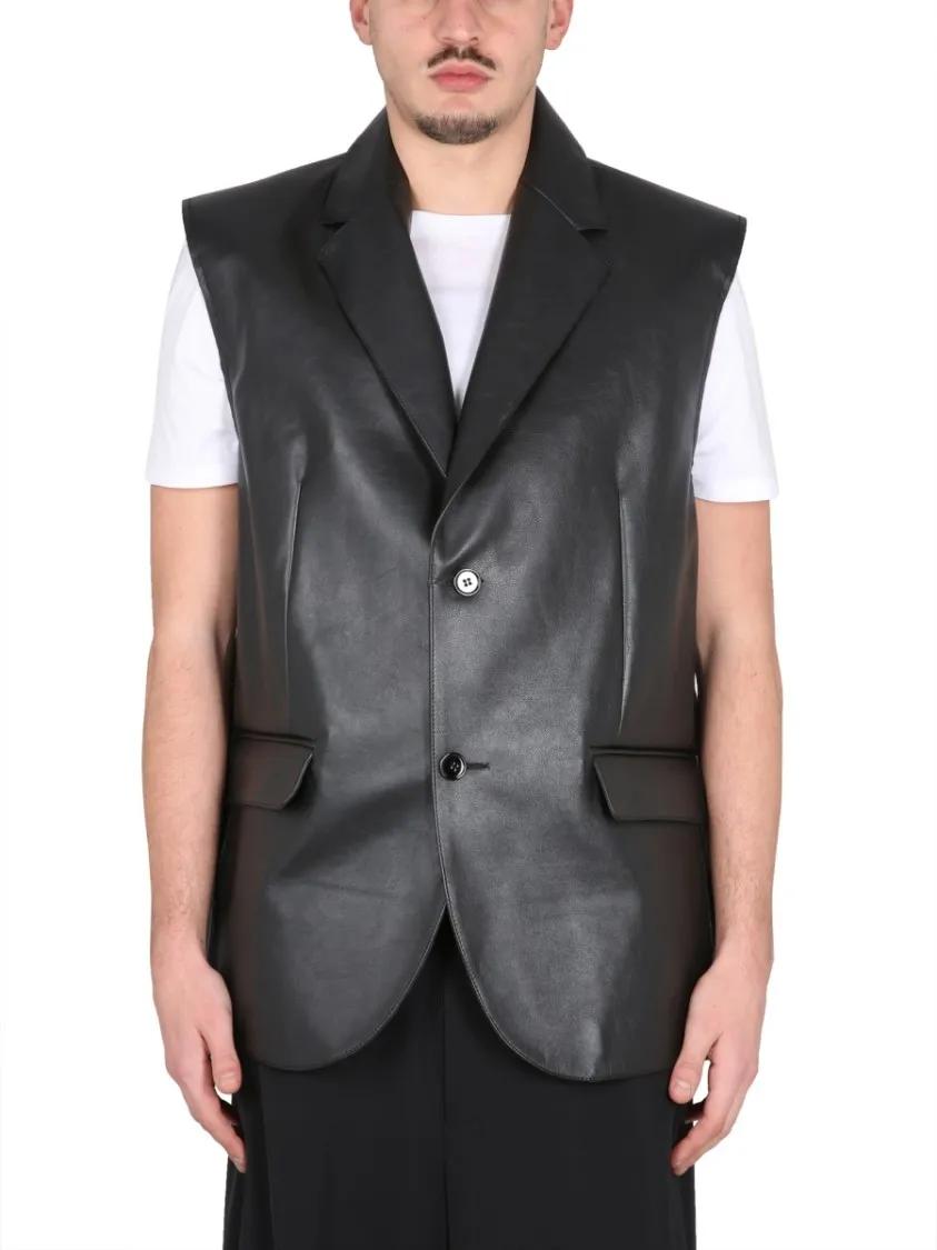 Thumbnail - MM6 Maison Margiela - Leather Vest - Größe 48 - schwarz