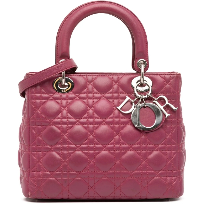 Christian Dior Tote Medium Lambskin Cannage Lady Dior lila