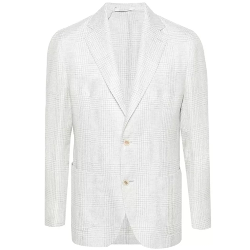 Eleventy Gray Puppytooth Single-Breasted Jacket White 