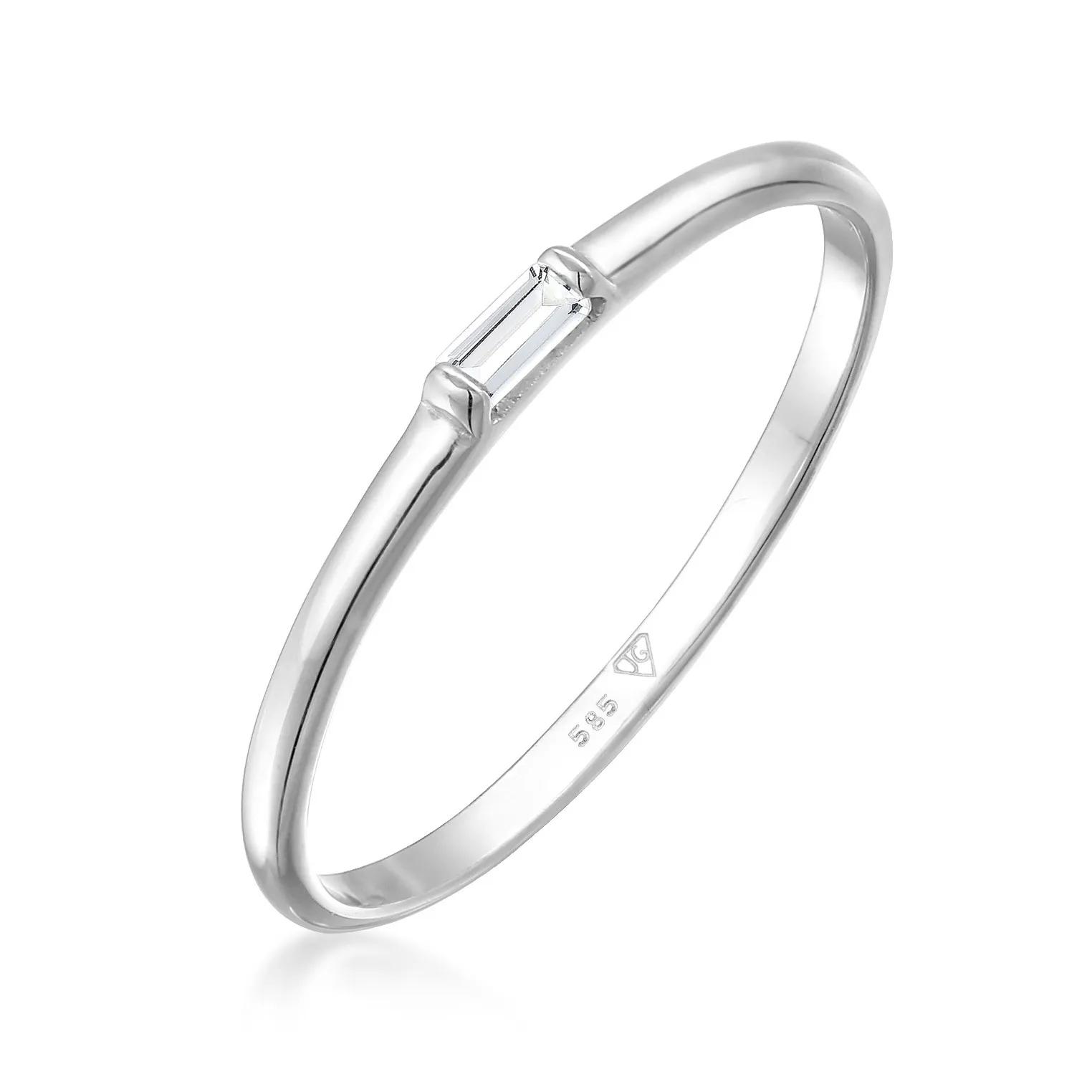 Elli Ringe - Ring Stapelring Topas Rechteck Verlobung 585 Weißg - Gr. 52 MM - in Weiß - für Damen