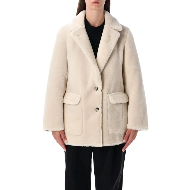 Urbancode Jas in omgekeerd lam Reversible Faux Fur Coat With Suede Interior Neutrals